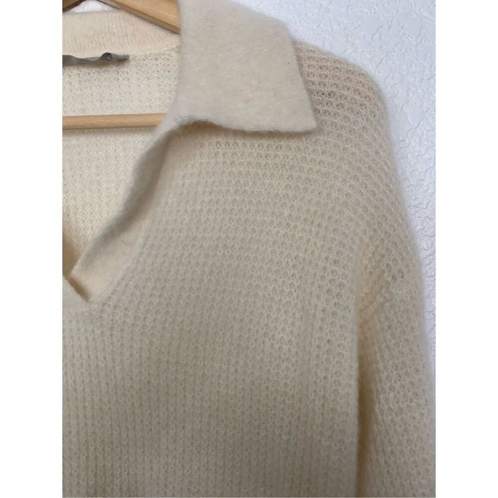 Everlane Alpaca Waffle-Stitch Polo Sweater Ivory Size XXS - Picture 6 of 12